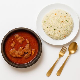 Riz sauce tomate avec 1/4 poulet 