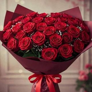Bouquet à la main rouge