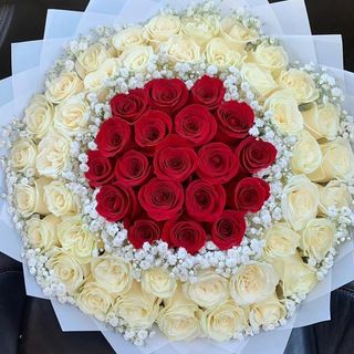 Bouquet rose rouge blanc
