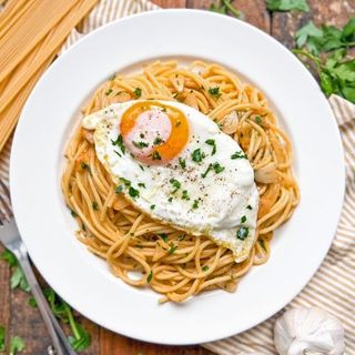 spaghettis rognons + oeufs