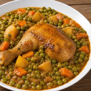Petit pois fins au poulet.
