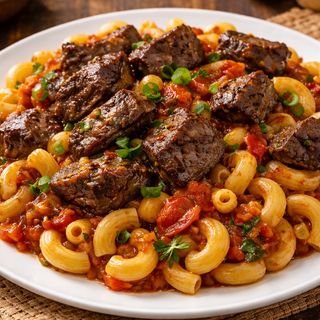 Macaroni gourmand au foie de bœuf