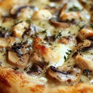 Pizza poulet, champignon