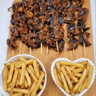 Brochette d'escargot + frites