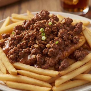 Frites viande hachée