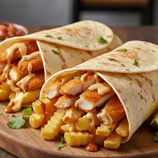 Tortilla frites poulet panées