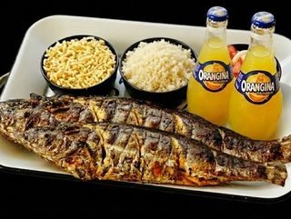 Poisson braise digba + attiéké + orangina