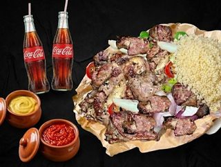 Choukouya de Mouton pro + attiéké + 2 coca-cola