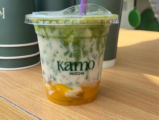 Mango matcha latte