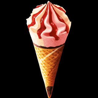 Glace en cornet - Fraise-Vanille
