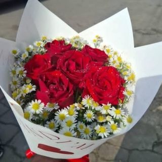 Bouquet de 5 rose rouge