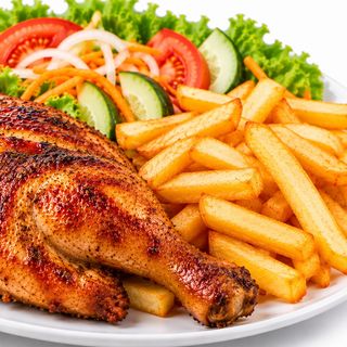 Demi Poulet rôti (Frite et salade)
