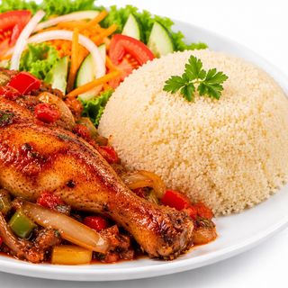 Poulet sauté + Attiéké