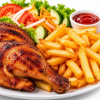 Poulet rôti (Frite et salade)