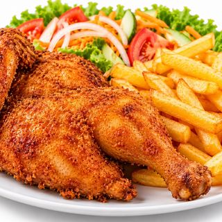 Poulet pané (Frite et salade)