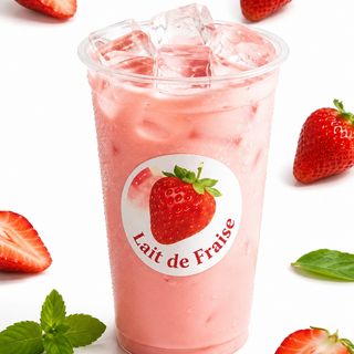 Thé Au Lait À La Fraise Glacé