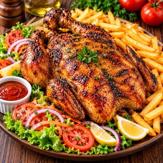 Poulet entier Grillé au fritte