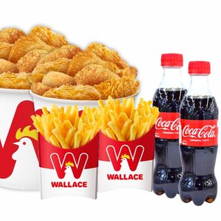 16 morceaux de poulet + 2 portions de frites + 2 coca