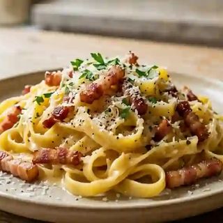 Tagliatelles aux lardons et fromage