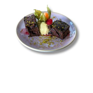 Brownie con frambuesas