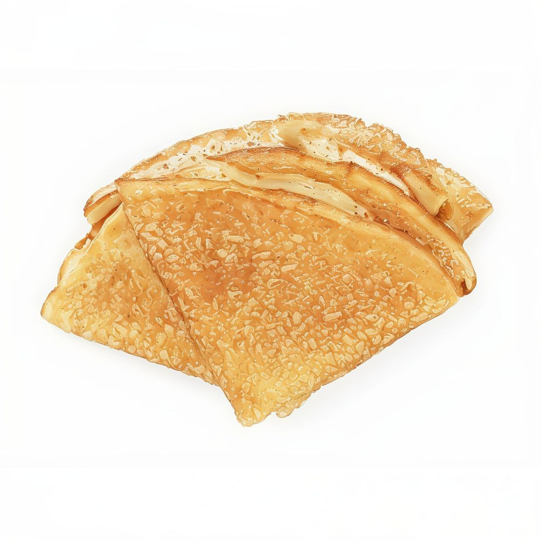 Crep de txampis, bacon, queso y carbonara