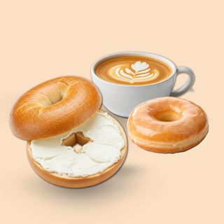 Bagel queso crema + cafe 280ml + duffin