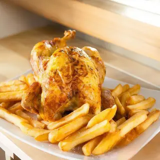 Pollo de corral gallego + patatas fritas bistró