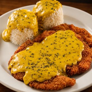 Pechuga curry con arroz o patatas