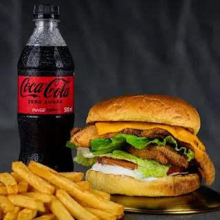 SKCHICKEN BURGER+patatas+Cola Zero pet 500ml