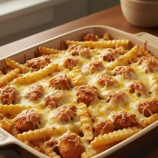 Patatas Gratinadas con Pollo Crispy