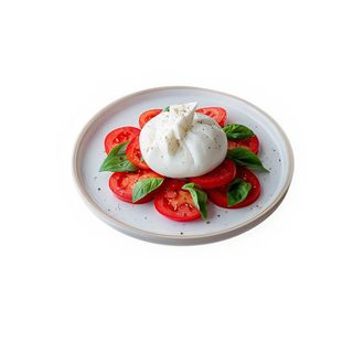 Ensalada Caprese con mozzarella de búfala fresca y tomate