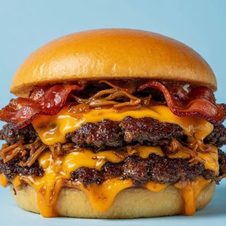 Logroñes (Queso Cheddar, Cebolla, Beicon, Salsa Tomate, Salsa Burger)
