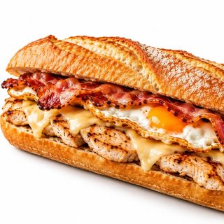 Pechuga, queso, huevo y bacon