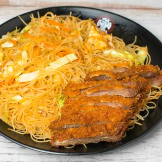Menu Fideos de Arroz con Lomo de cerdo