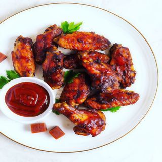 Alitas de pollo a la BBQ con salsa agridulce