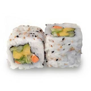 Uramaki relleno de langostinos frito