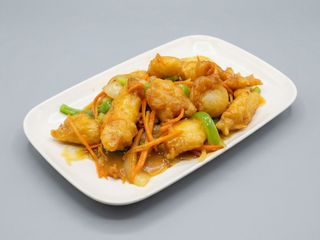 Merluza Rebozada con salsa curry 