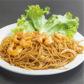 Fideo de arroz con gambas