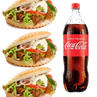 3 kebabs con botella de 1L PEPSI