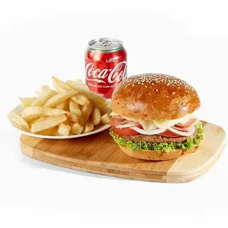 Menú Hamburguesa De Pollo Patata y bebidas