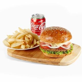 Menú Hamburguesa De Pollo Patata y bebidas
