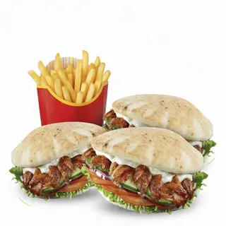3 Pita + patatas (grande)