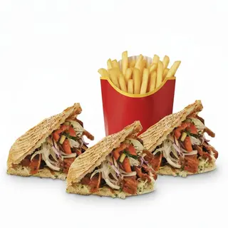 3 Doner + patatas (grande)