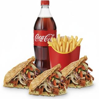 3 Doner + Patatas (grande) + Coca-Cola  Original 2L.