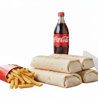 4 Durum + patatas (grande) + Coca-Cola Sabor Original botella 2L.