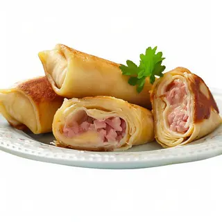 Enrrollados de ternera con jamón y queso