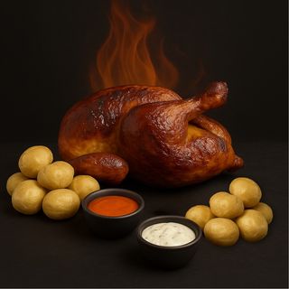 MENÚ DE POLLO PERUAÑOL AL CARBÓN con doble de papas