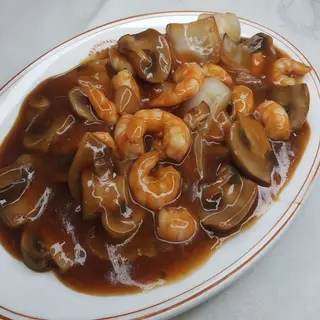 Gambas con champiñones