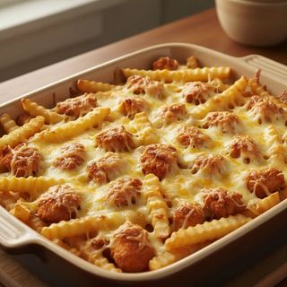 Patatas Gratinadas con Pollo Crispy