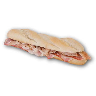 Bocata pollo, cebolla, piquillo y bacon
